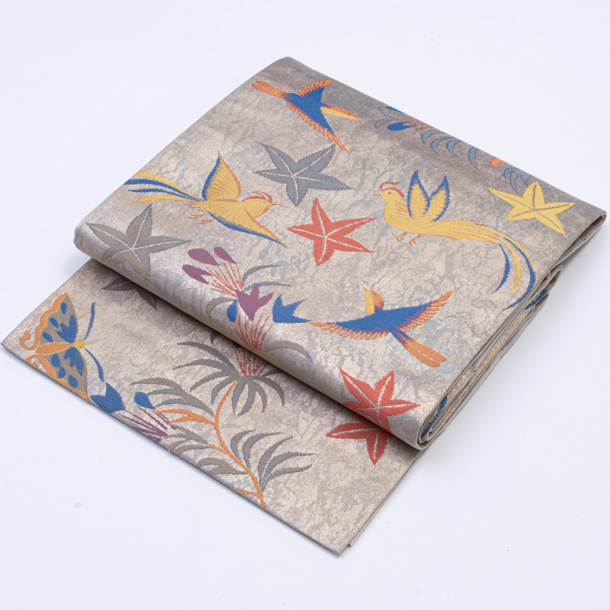 相良刺繍正絹 袋帯 格調高い 花びらぼかし引箔袋帯