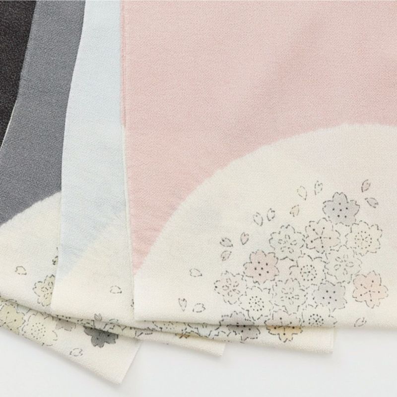 ☆アウトレット40%OFF☆【衿秀】帯揚げ 縮緬 縫取り半月 絞り桜
