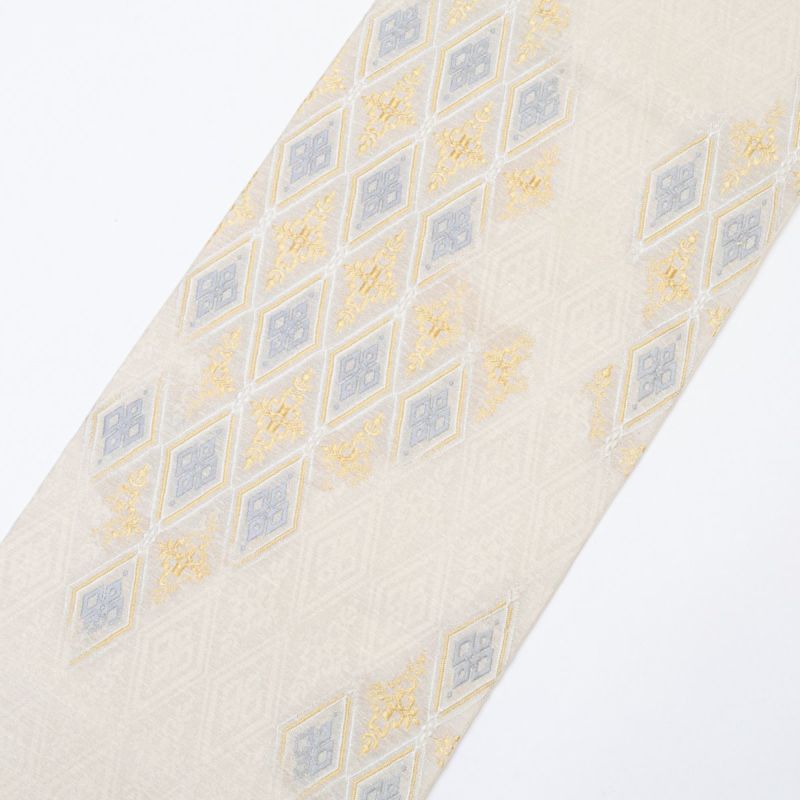 高級感 もぢり帯 袋帯 正絹 宮階織物 西陣織 よろけ縞に鈴模様 全通柄