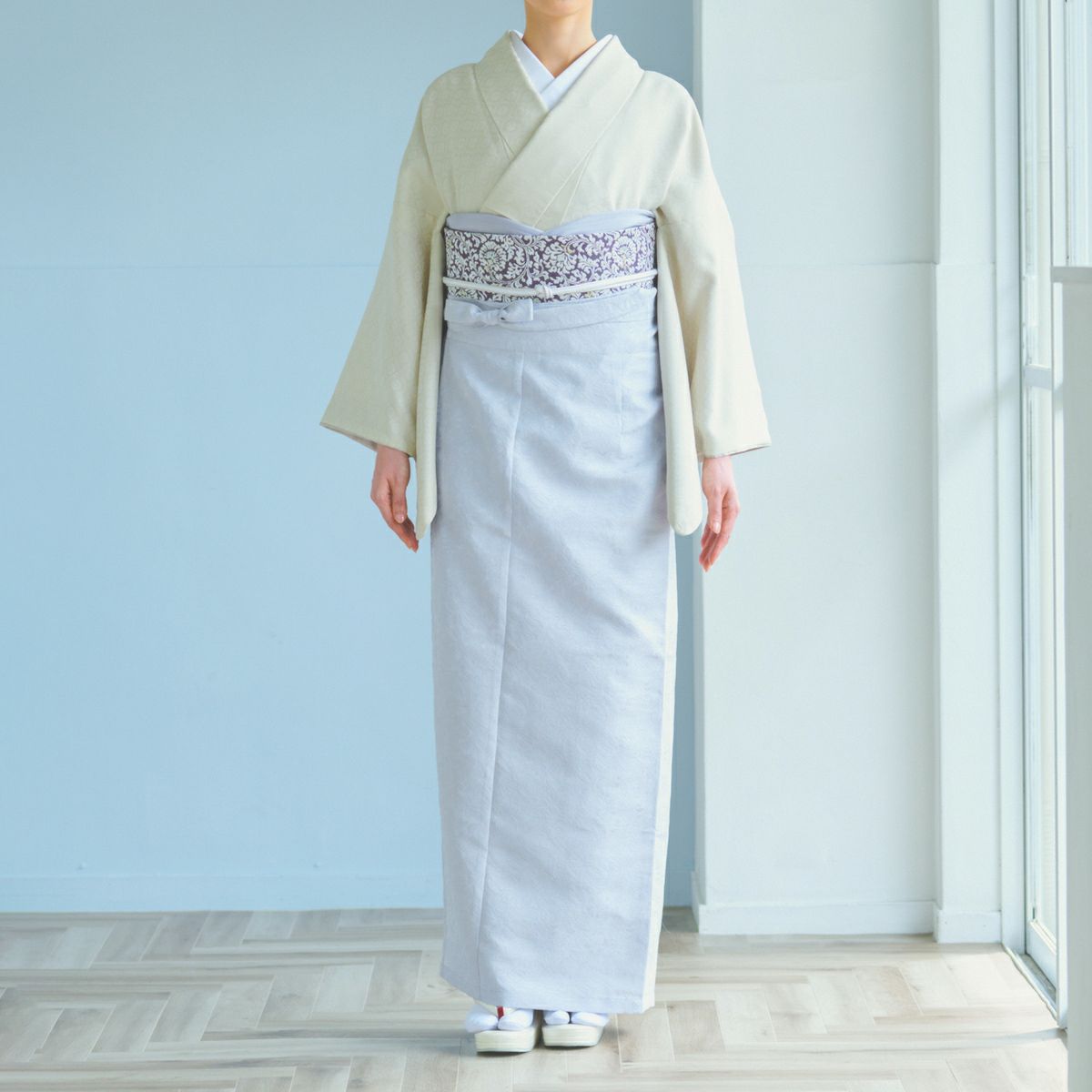 CHIKUMO-千雲-】洗える裾除け 更紗 ネイビー 晴雨兼用 雨コート くるり