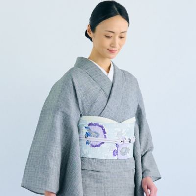美品‼️薄い緑色のシンプルな麻夏着物　浴衣　くるりブランド 美品‼️薄い緑色のシンプルな麻夏着物 浴衣 くるりブランド