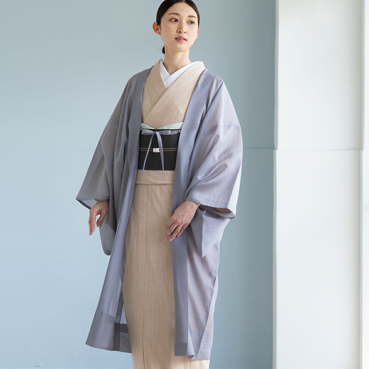 くるり薄羽織鳥羽色長羽織紗