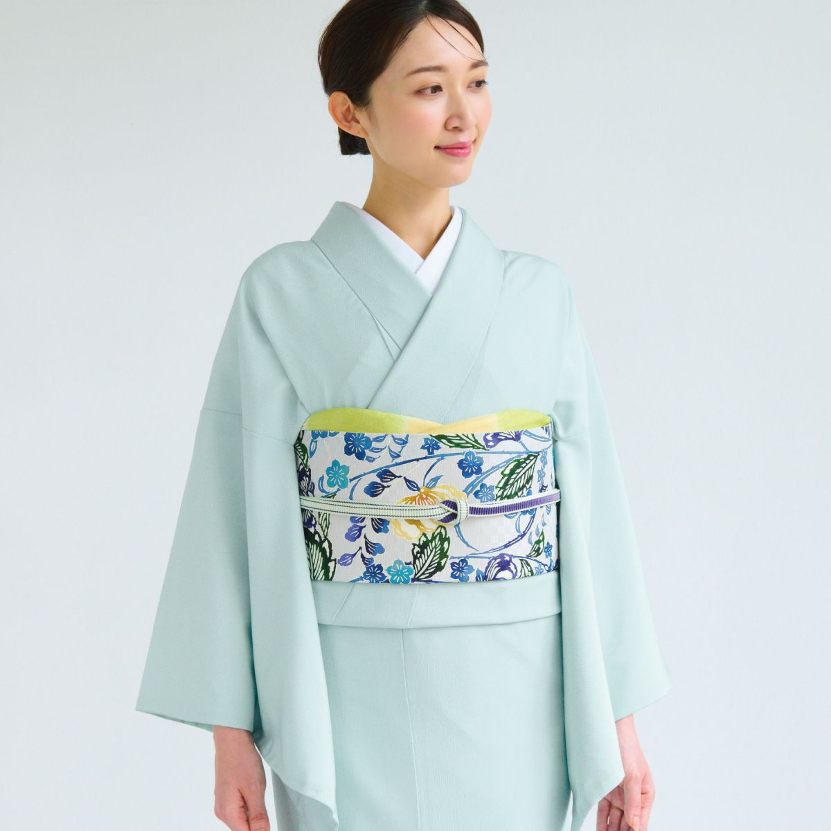 美品✨】東レシルック 洗える着物 単衣 色無地 鳩羽色 紋付 くすんだ 
