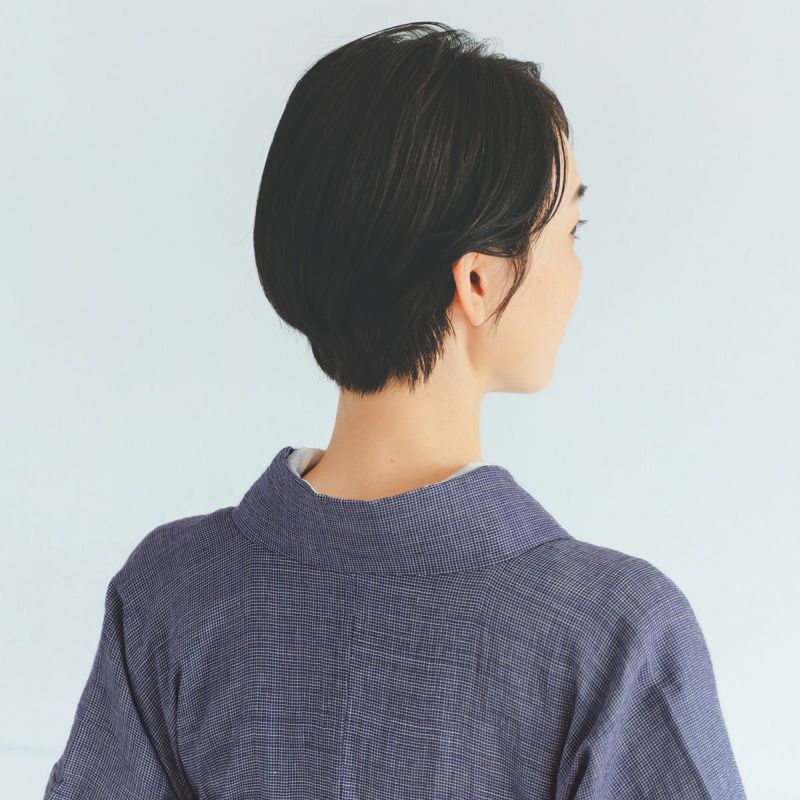 CHIKUMO-千雲-】洗える夏きもの 麻楊柳/はしご縞 紫 近江ちぢみ くるり