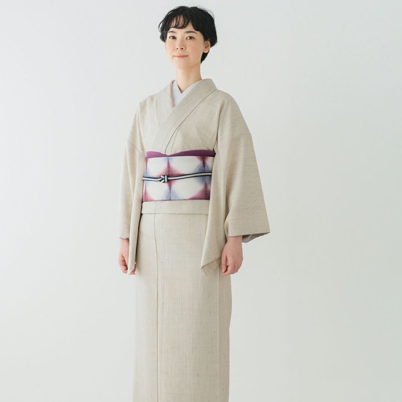 ☆10％OFF☆【CHIKUMO-千雲-】正絹桐生絞り名古屋帯 臙脂×薄青 板締め