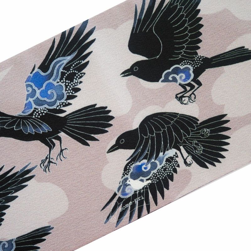 そめもよう】some-pri 半幅帯 「雲八咫烏 桜鼠」 くるり｜着物屋くるり