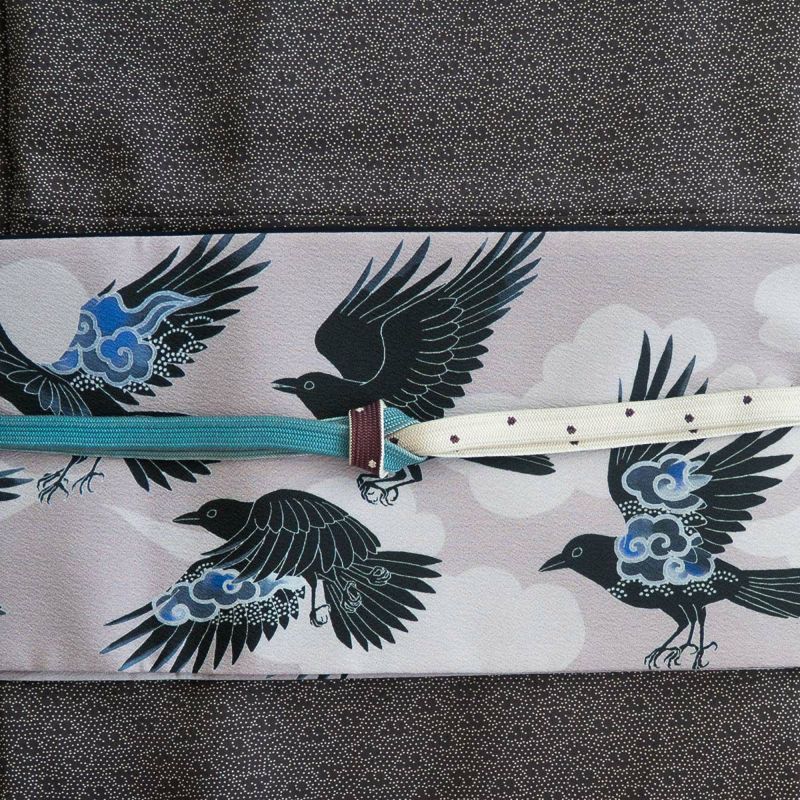 そめもよう】some-pri 半幅帯 「雲八咫烏 桜鼠」 くるり｜着物屋くるり